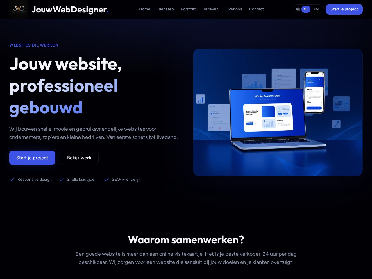 Screenshot van JouwWebDesigner